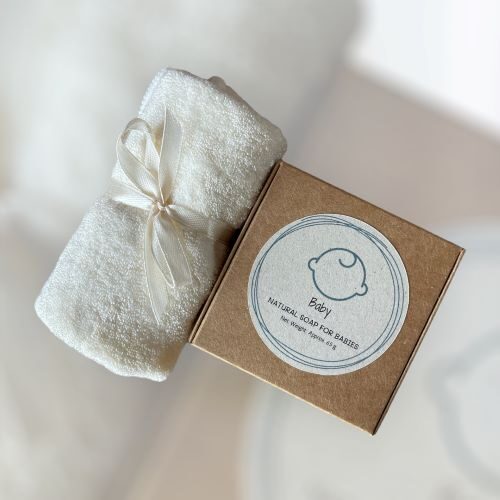 Natural handmade baby soap and bamboo baby wipe